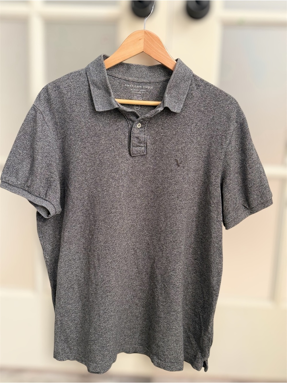 American Eagle Outfitters Men’s Charcoal Heather Polo